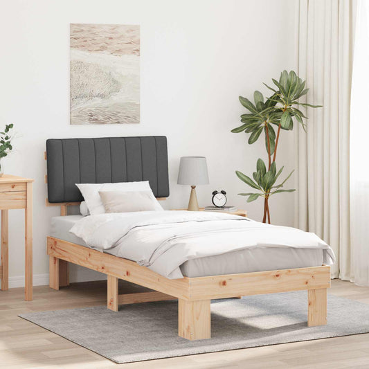 Letto con Testiera Rivestita Grigio scuro 90 x 200 cm | homemem39