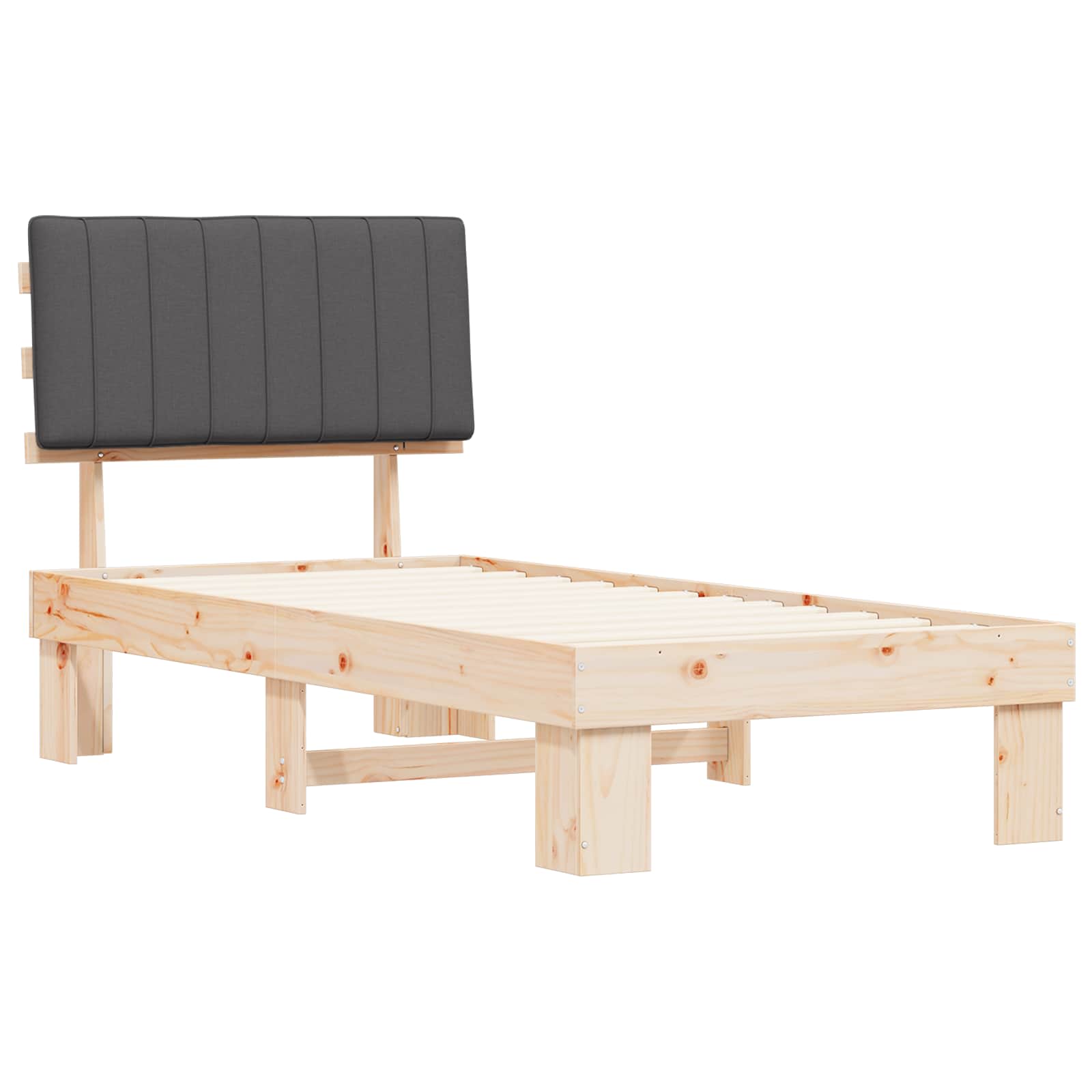 Letto con Testiera Rivestita Grigio scuro 90 x 200 cm | homemem39