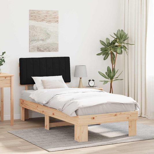 Letto con Testiera Rivestita Nero 90 x 200 cm Pino massello | homemem39