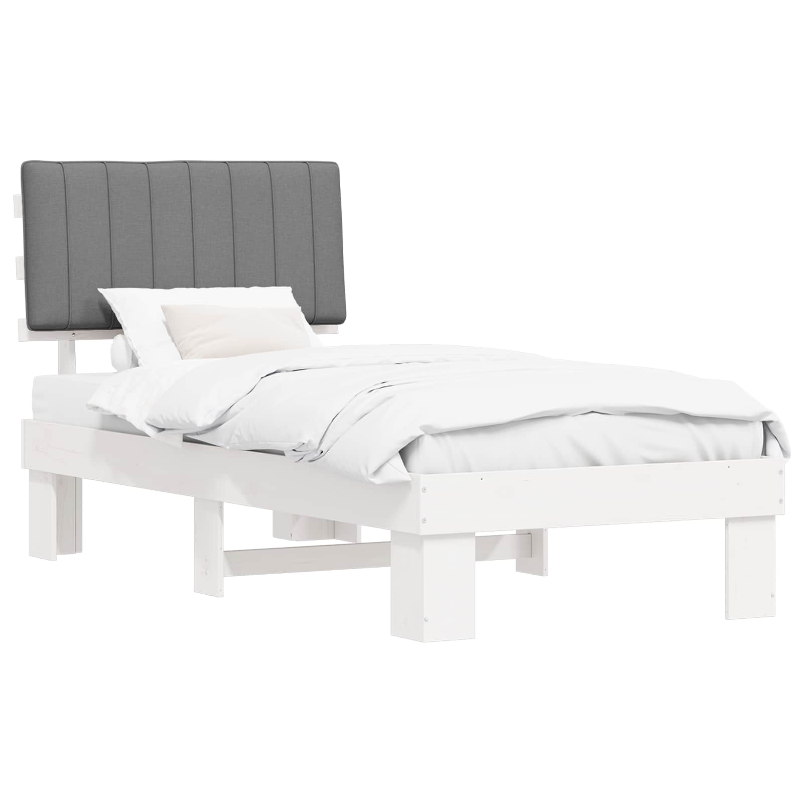 Letto con Testiera Rivestita Grigio chiaro 90 x 200 cm | homemem39