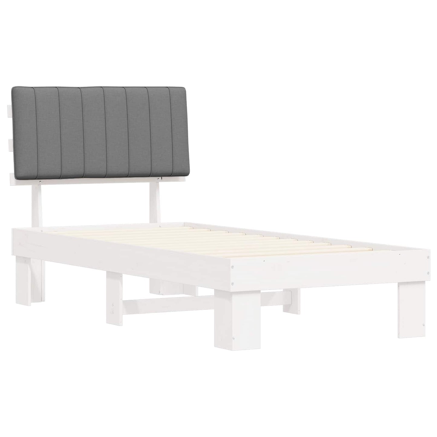 Letto con Testiera Rivestita Grigio chiaro 90 x 200 cm | homemem39