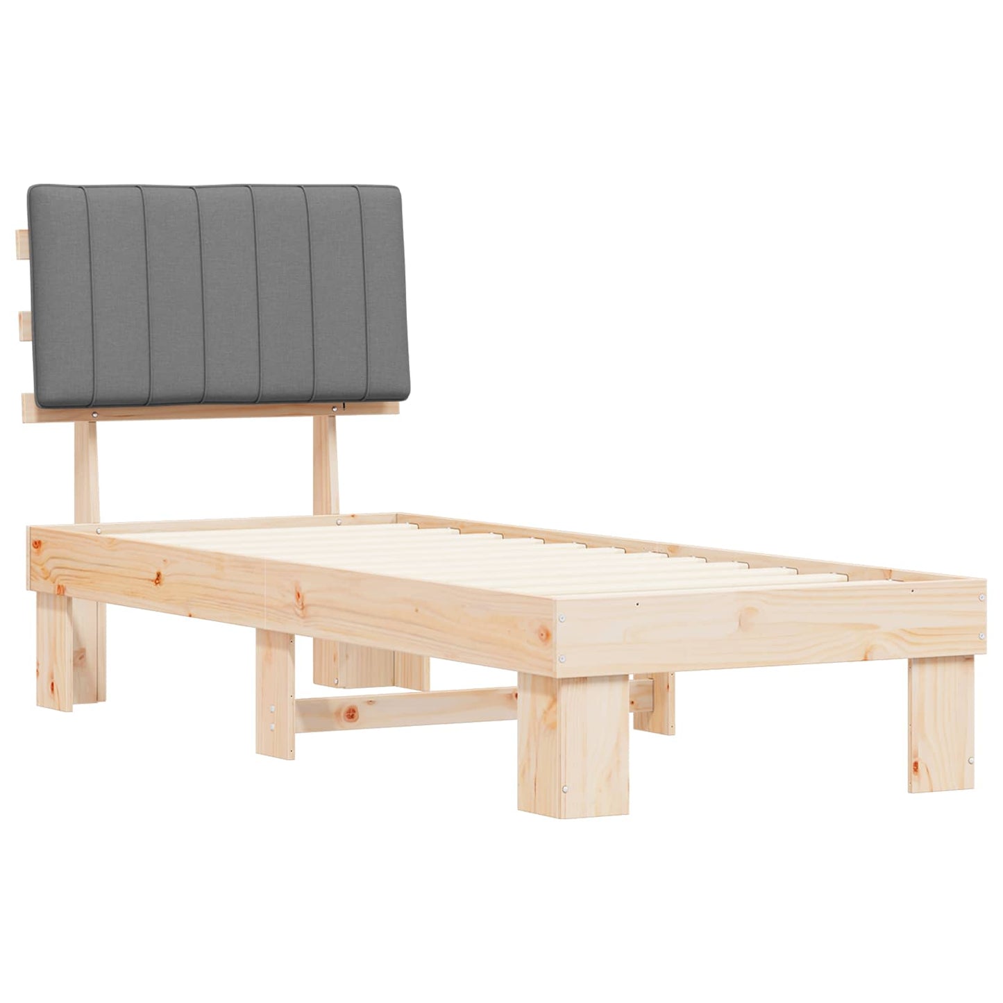 Letto con Testiera Rivestita Grigio chiaro 80 x 200 cm | homemem39