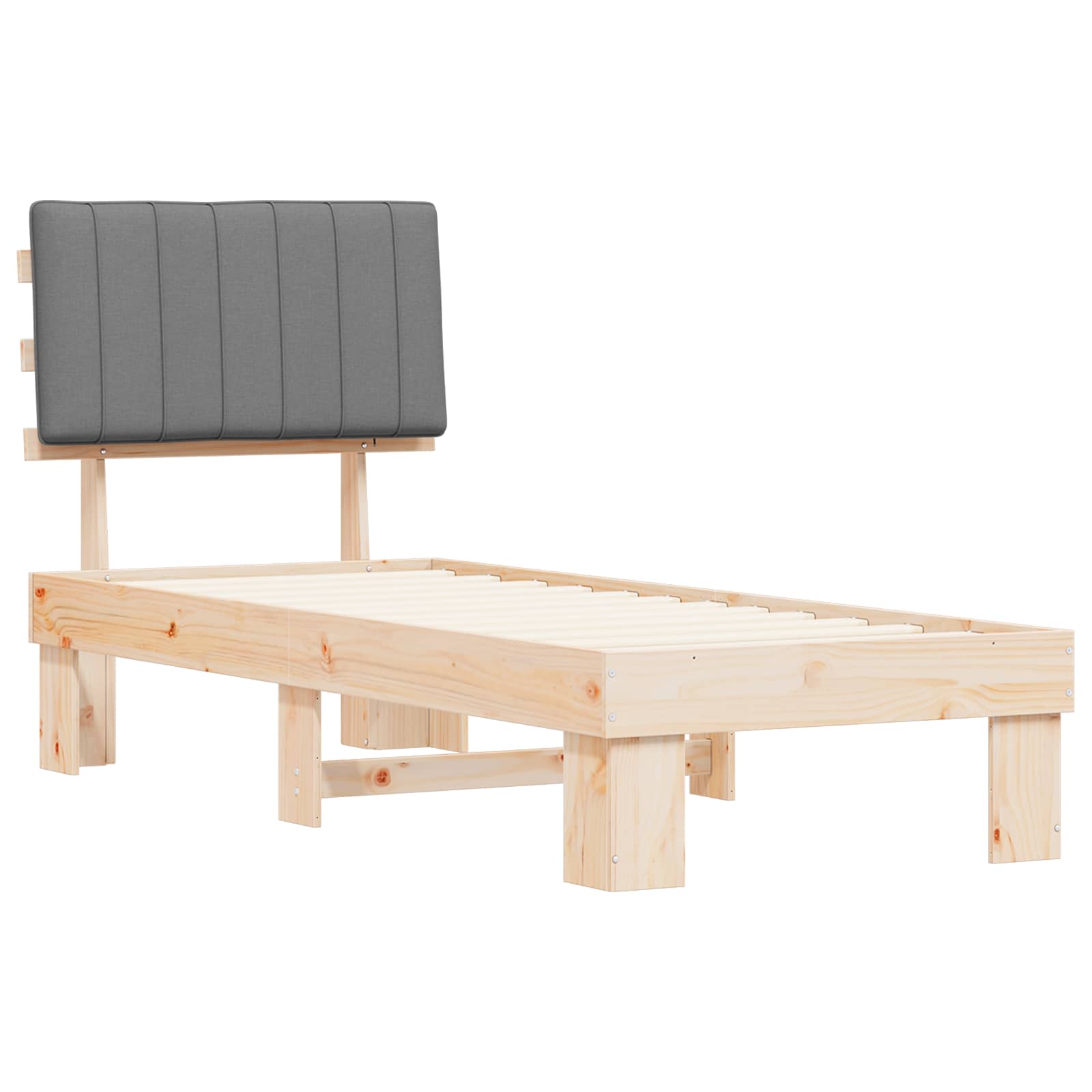 Letto con Testiera Rivestita Grigio chiaro 80 x 200 cm | homemem39