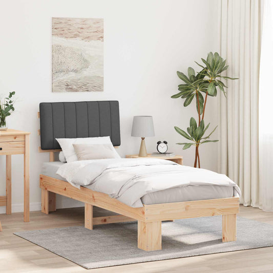 Letto con Testiera Rivestita Grigio scuro 80 x 200 cm | homemem39