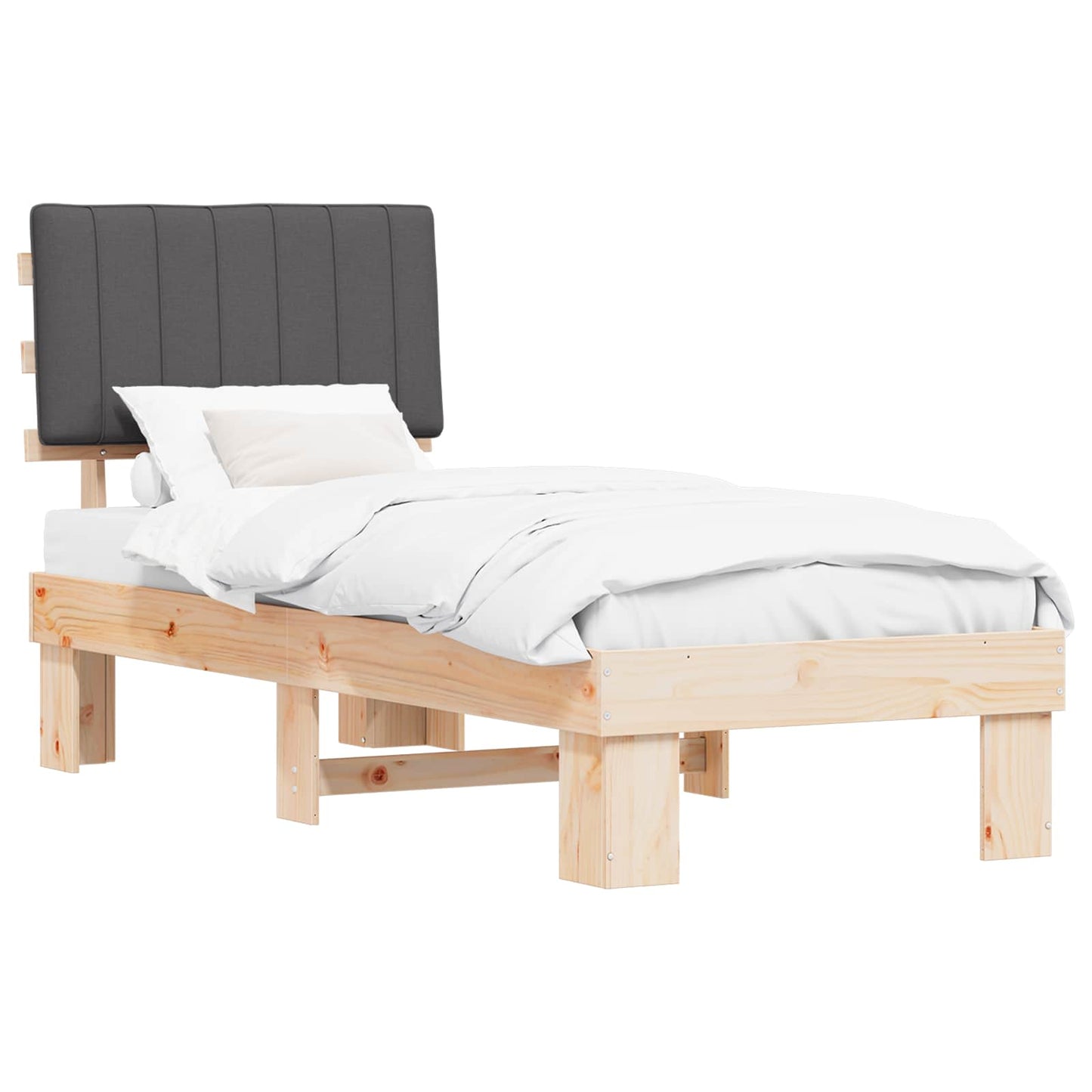 Letto con Testiera Rivestita Grigio scuro 80 x 200 cm | homemem39