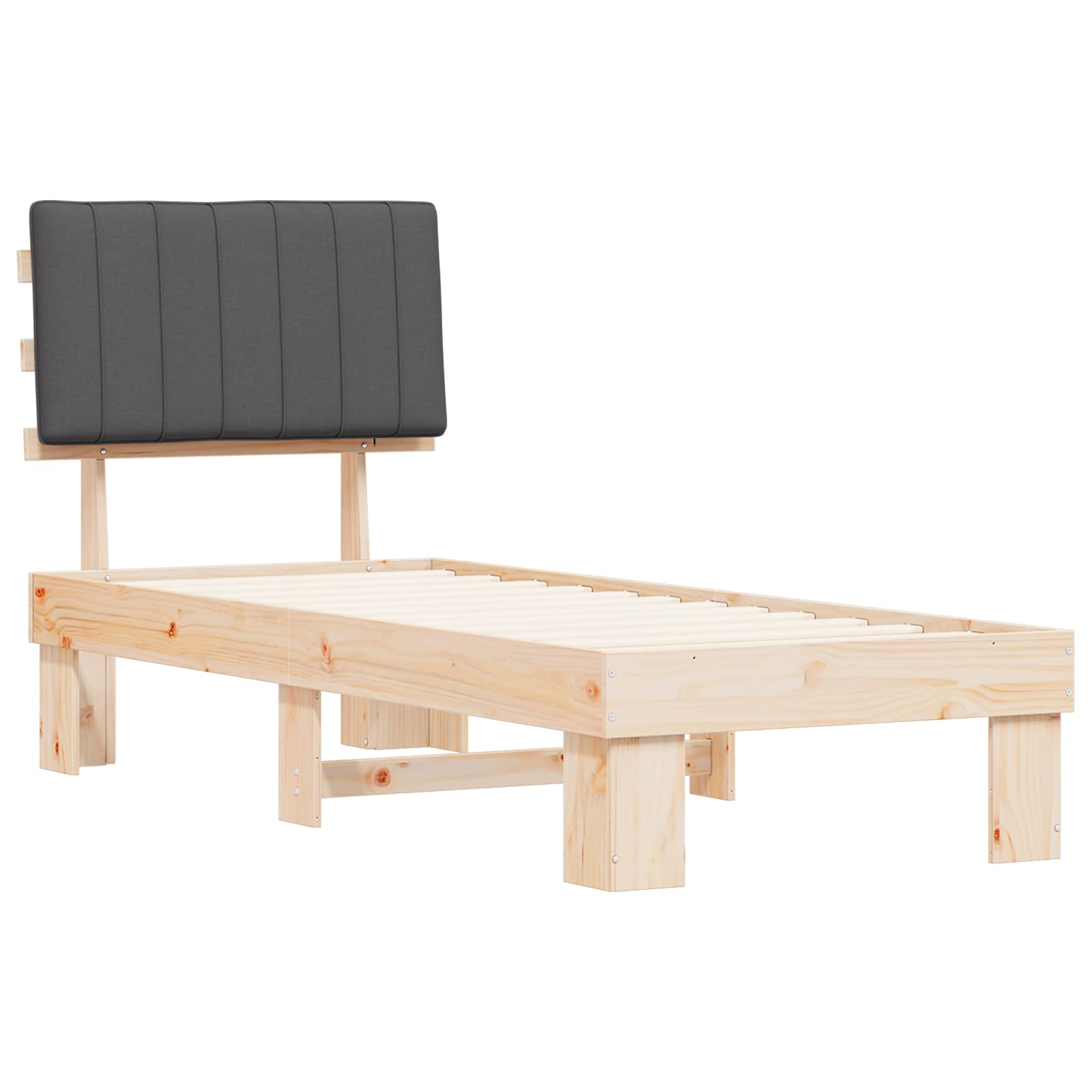 Letto con Testiera Rivestita Grigio scuro 80 x 200 cm | homemem39