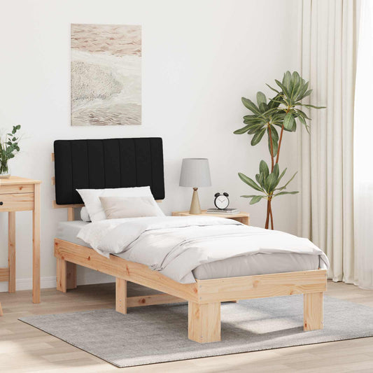 Letto con Testiera Rivestita Nero 80 x 200 cm Pino massello | homemem39