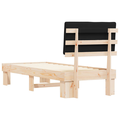 Letto con Testiera Rivestita Nero 80 x 200 cm Pino massello | homemem39