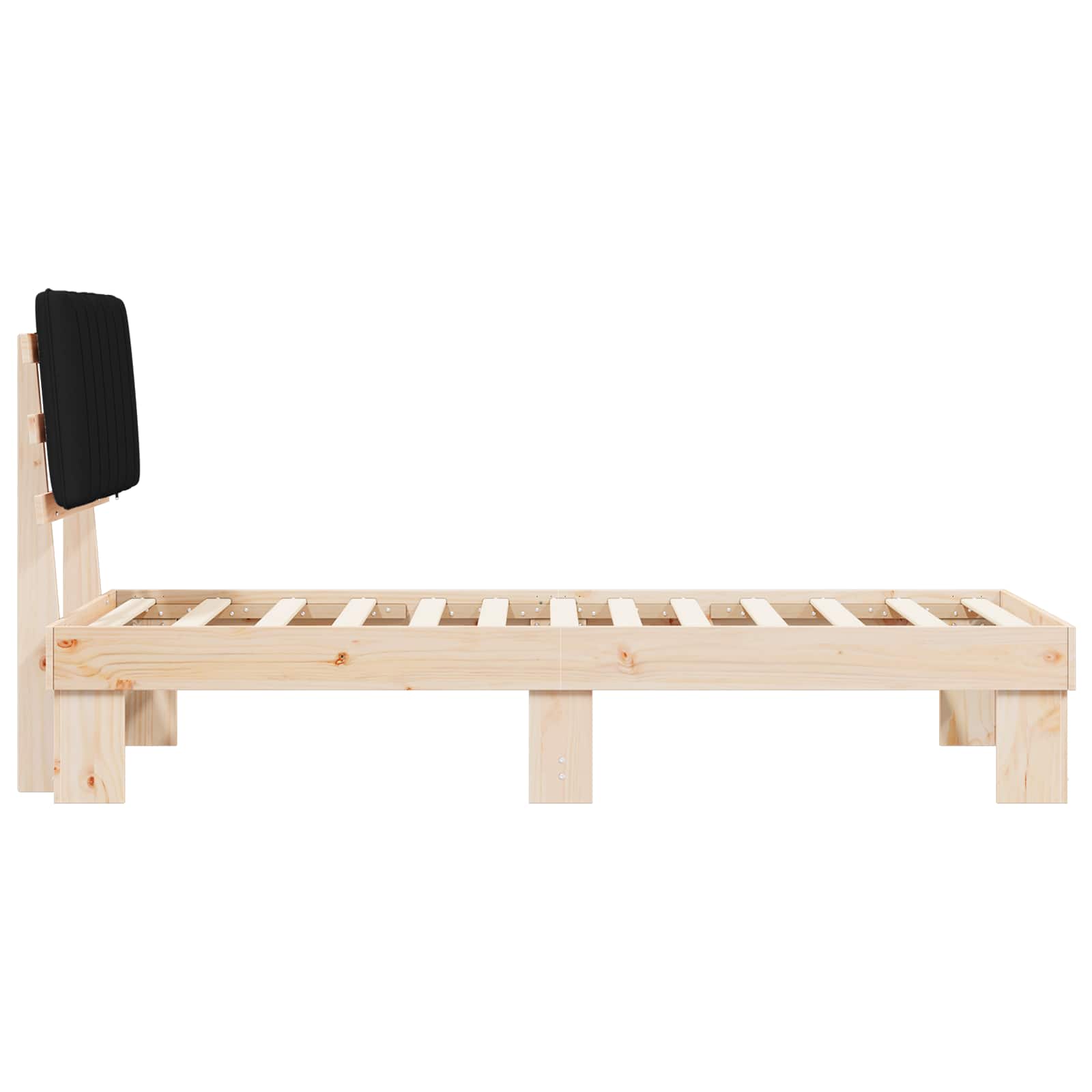 Letto con Testiera Rivestita Nero 80 x 200 cm Pino massello | homemem39