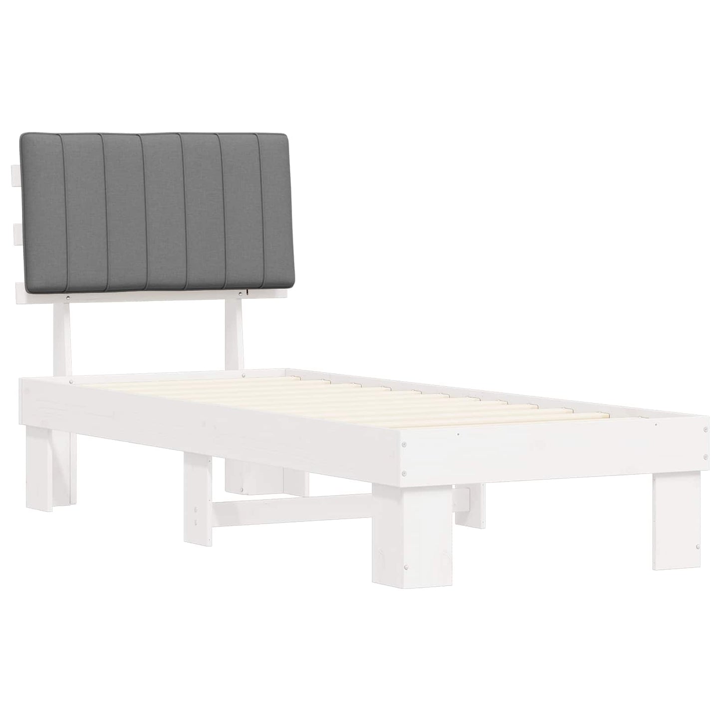 Letto con Testiera Rivestita Grigio chiaro 80 x 200 cm | homemem39