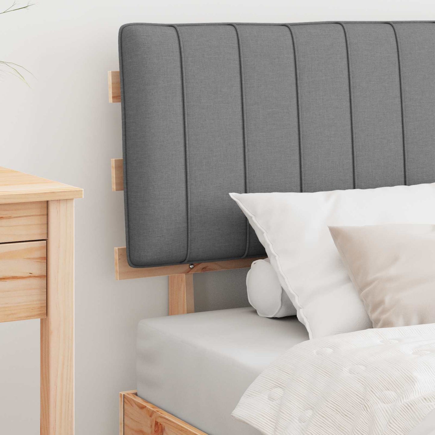 Letto con Testiera Rivestita Grigio chiaro 90 x 190 cm | homemem39