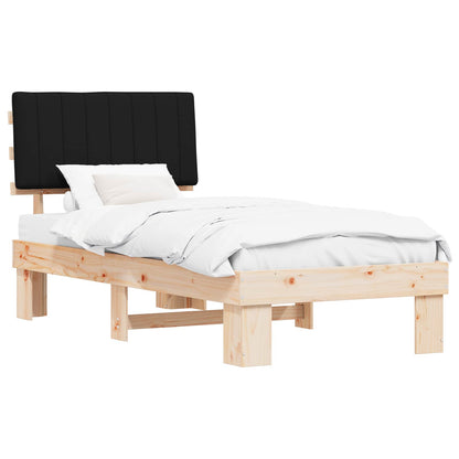 Letto con Testiera Rivestita Nero 90 x 190 cm Pino massello | homemem39