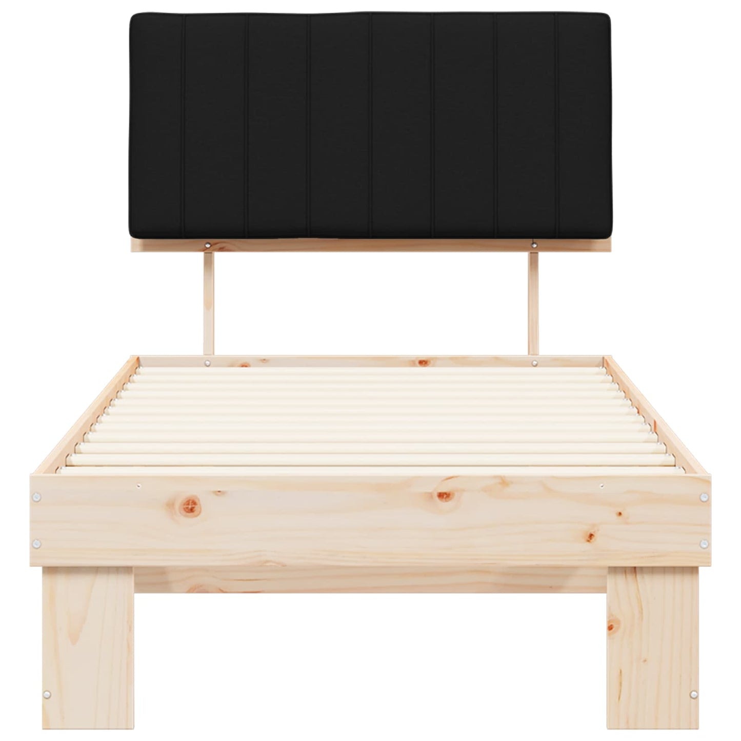 Letto con Testiera Rivestita Nero 90 x 190 cm Pino massello | homemem39