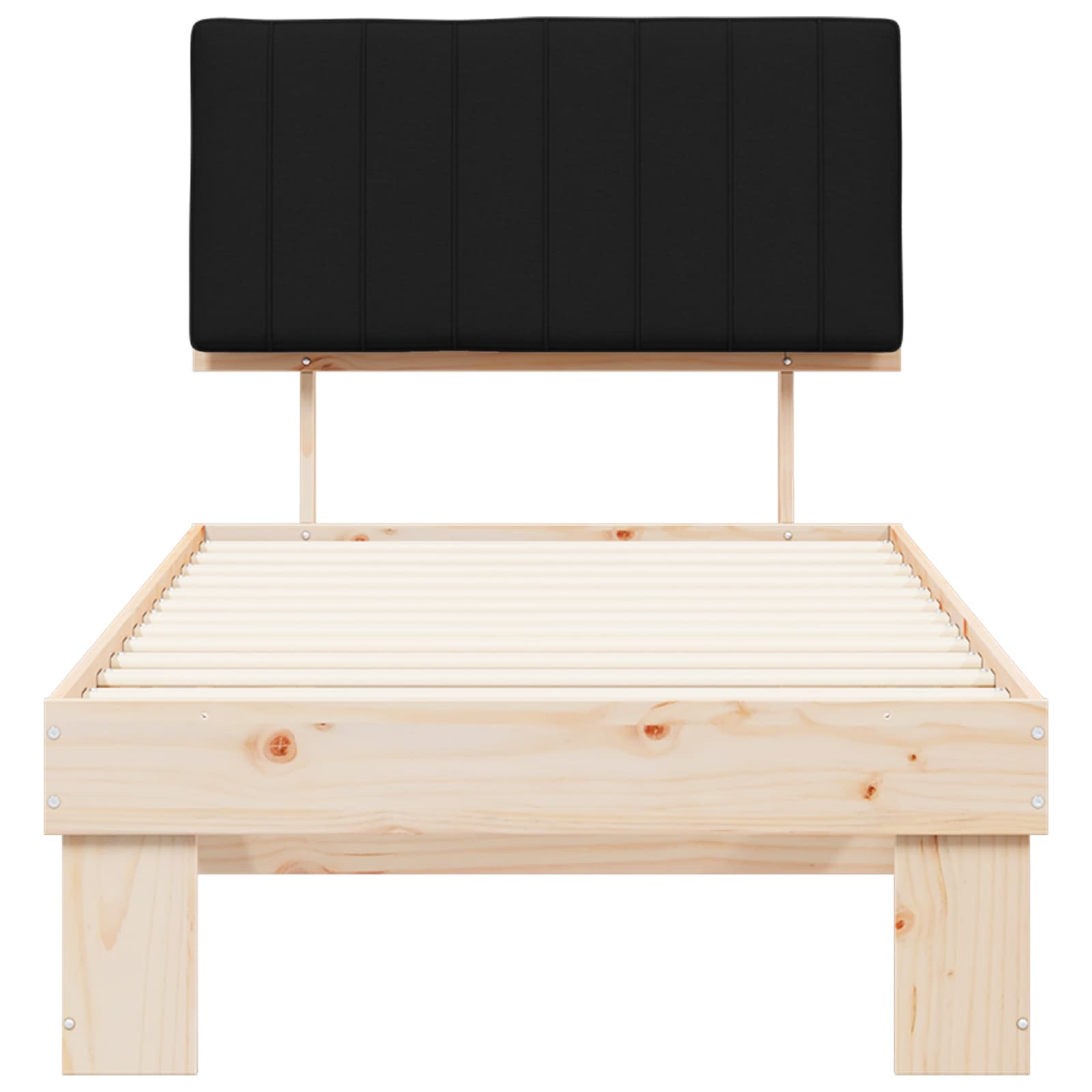 Letto con Testiera Rivestita Nero 90 x 190 cm Pino massello | homemem39