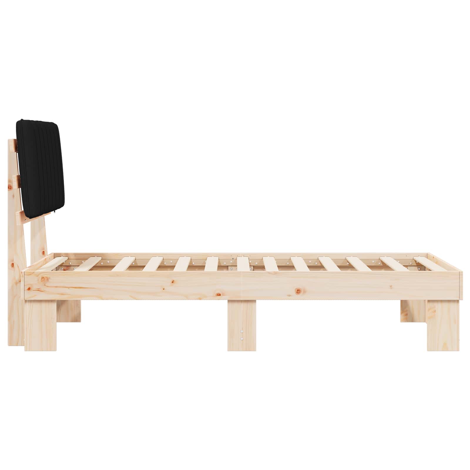 Letto con Testiera Rivestita Nero 90 x 190 cm Pino massello | homemem39