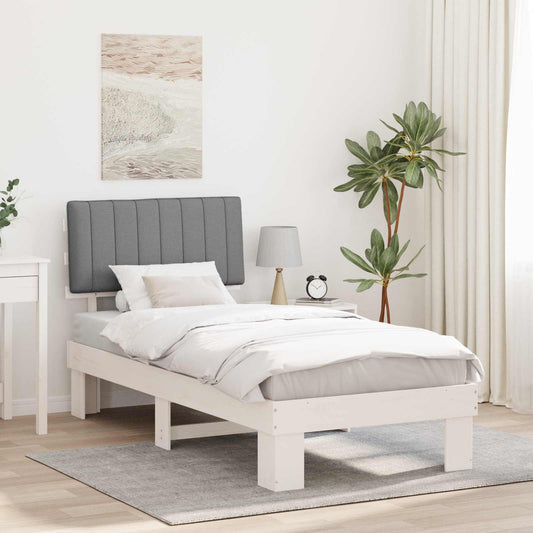 Letto con Testiera Rivestita Grigio chiaro 90 x 190 cm | homemem39