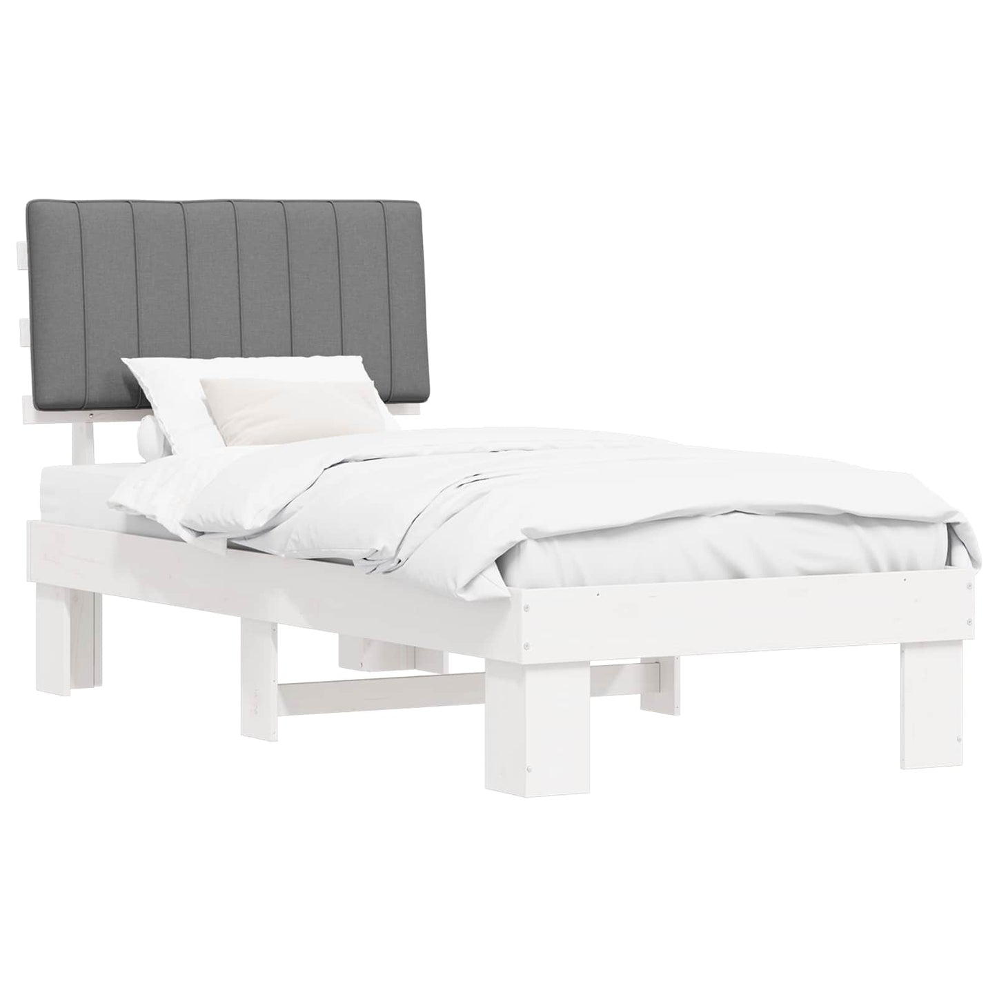 Letto con Testiera Rivestita Grigio chiaro 90 x 190 cm | homemem39