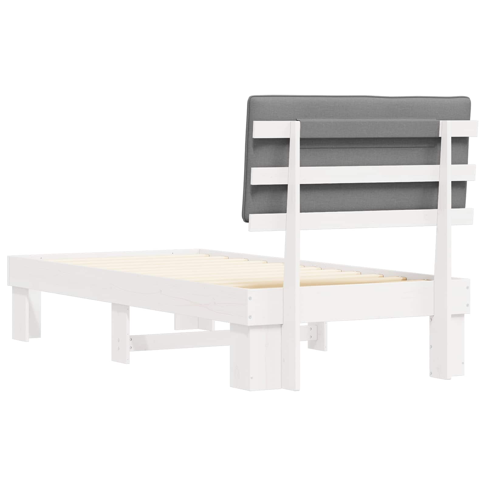 Letto con Testiera Rivestita Grigio chiaro 90 x 190 cm | homemem39