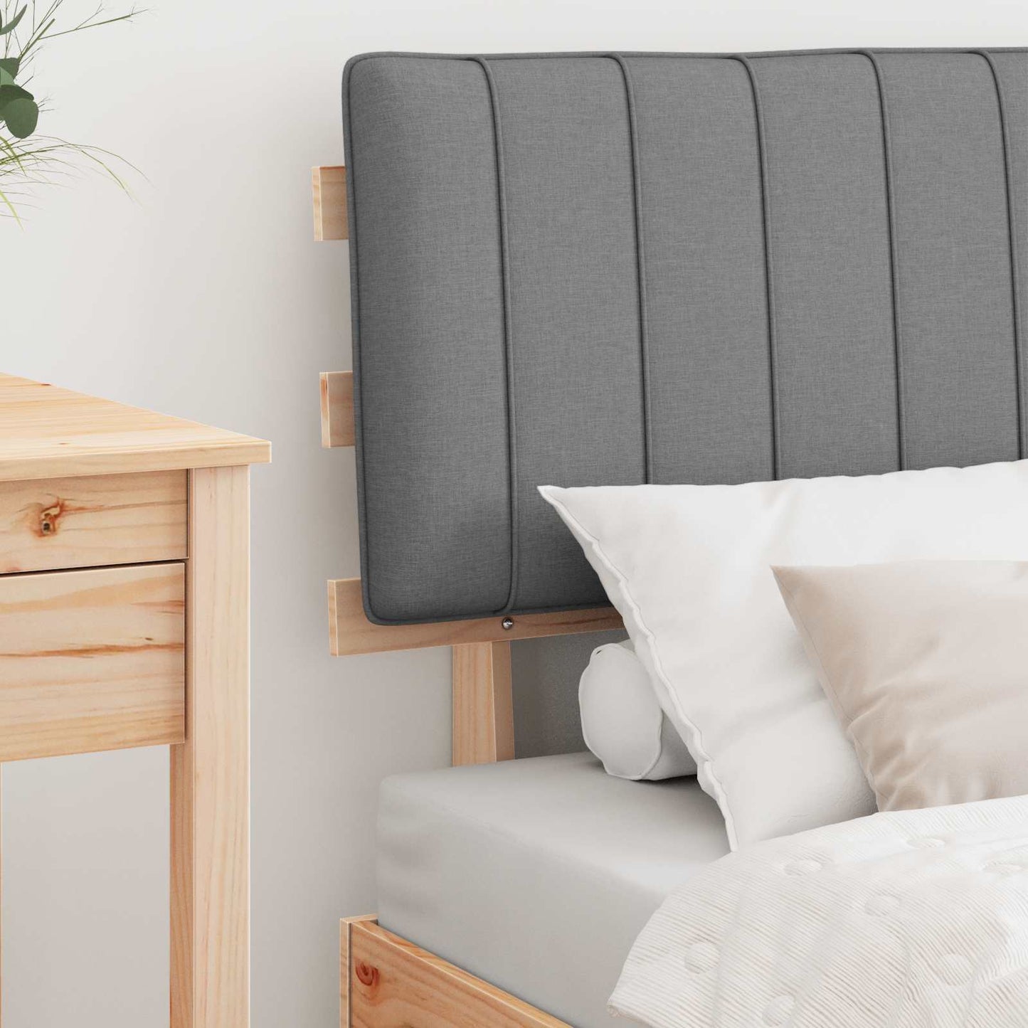 Letto con Testiera Rivestita Grigio chiaro 75 x 190 cm | homemem39
