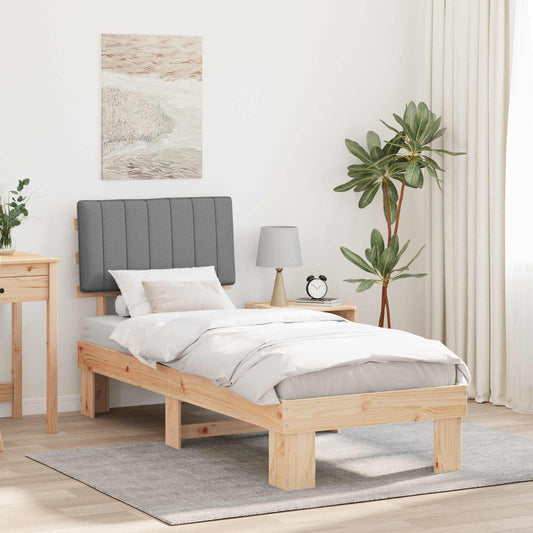 Letto con Testiera Rivestita Grigio chiaro 75 x 190 cm | homemem39
