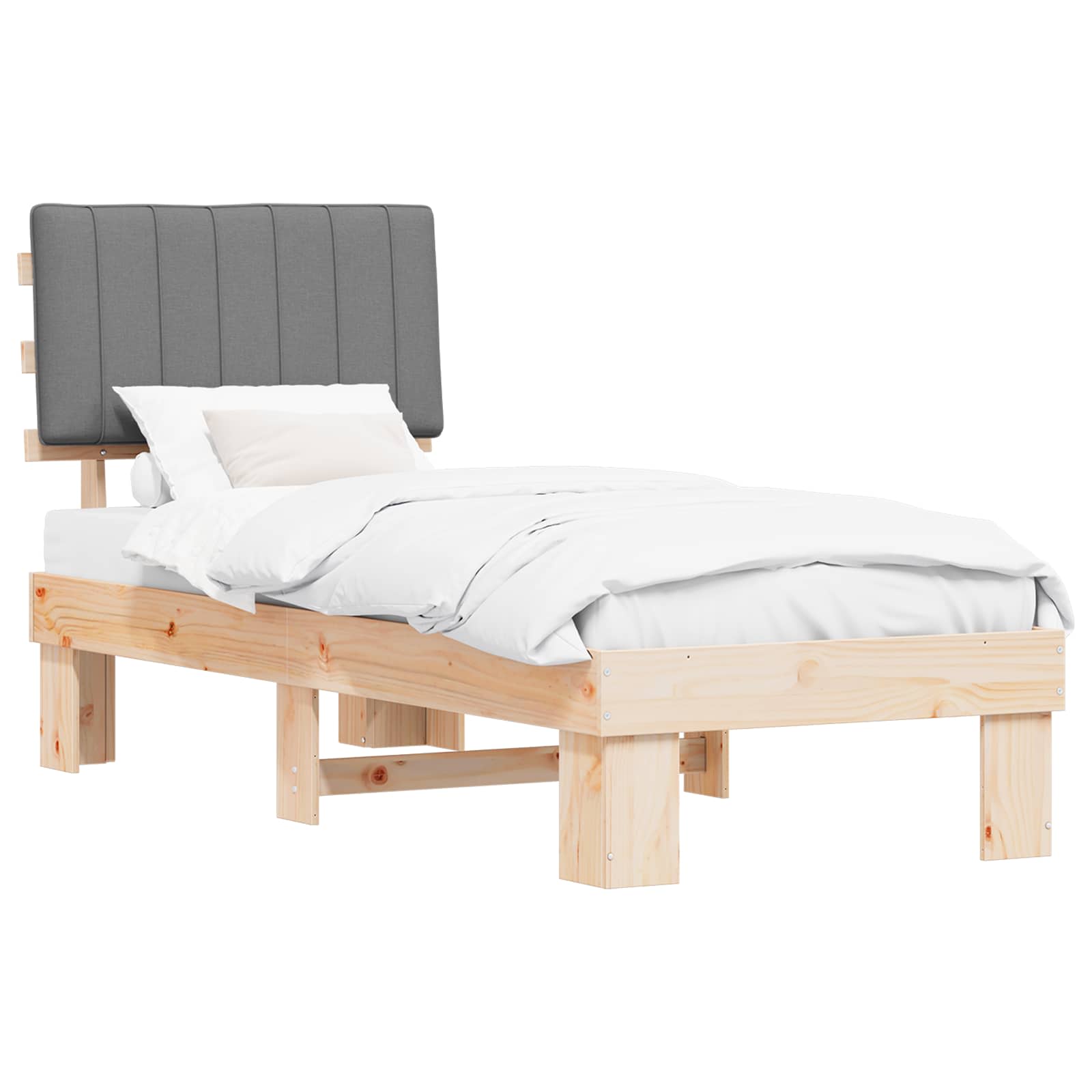 Letto con Testiera Rivestita Grigio chiaro 75 x 190 cm | homemem39
