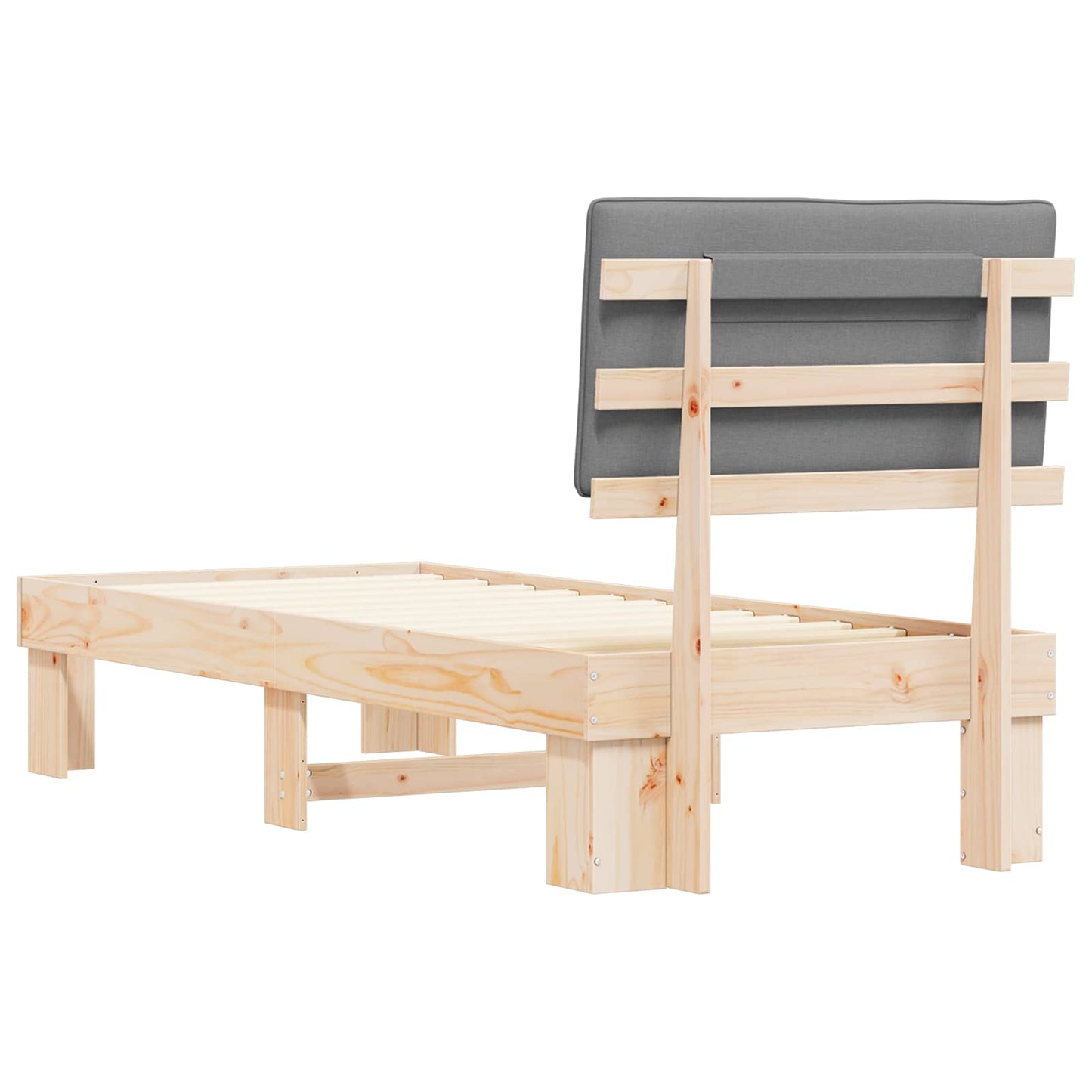 Letto con Testiera Rivestita Grigio chiaro 75 x 190 cm | homemem39
