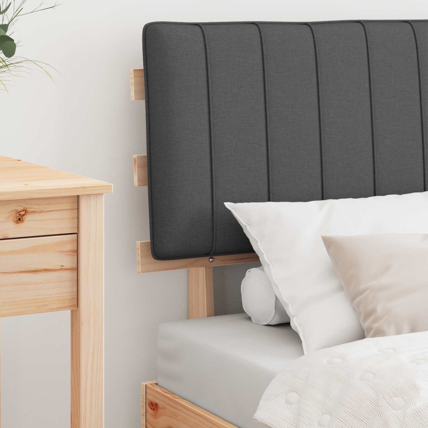 Letto con Testiera Rivestita Grigio scuro 75 x 190 cm | homemem39