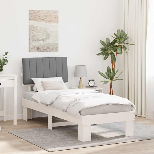 Letto con Testiera Rivestita Grigio chiaro 75 x 190 cm | homemem39