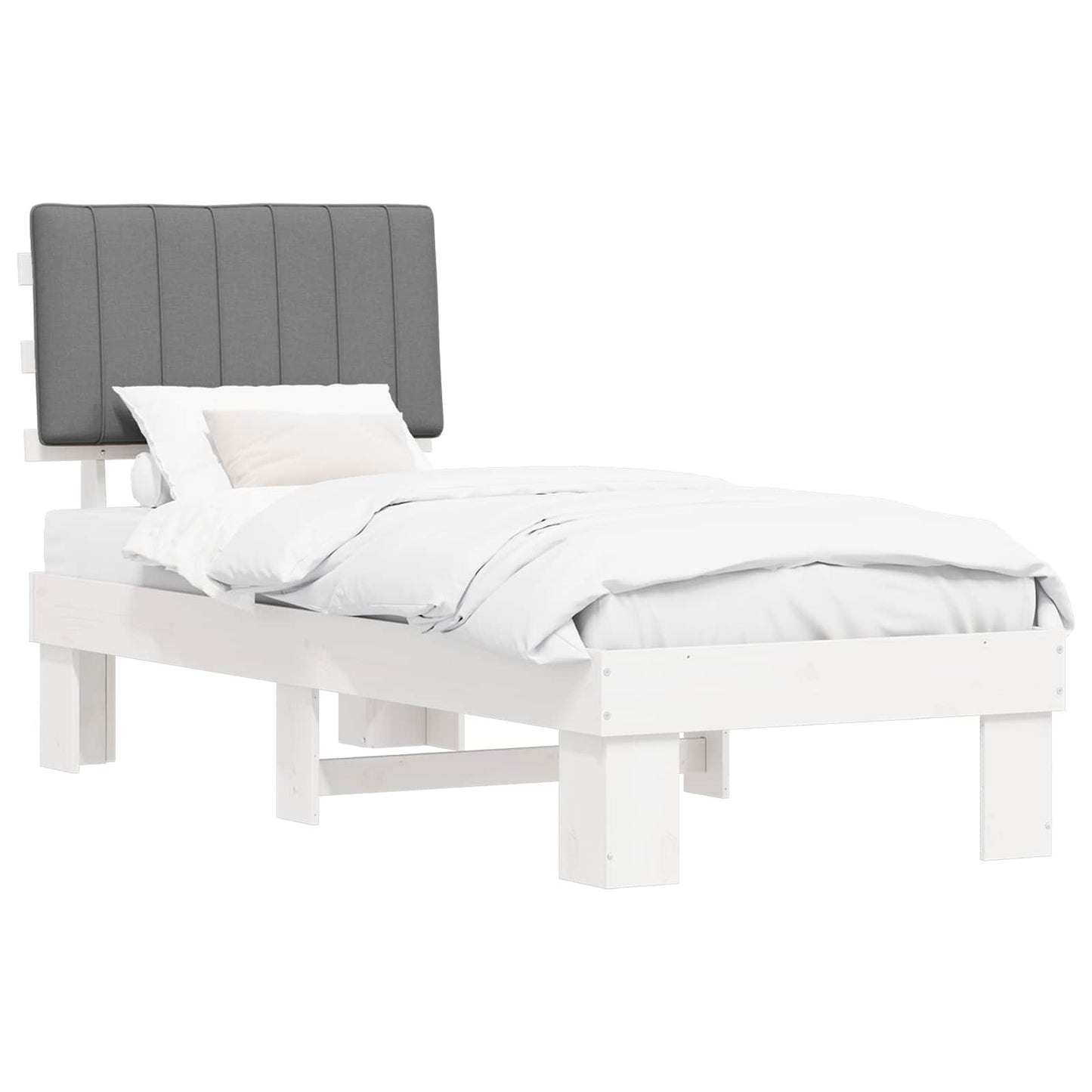 Letto con Testiera Rivestita Grigio chiaro 75 x 190 cm | homemem39