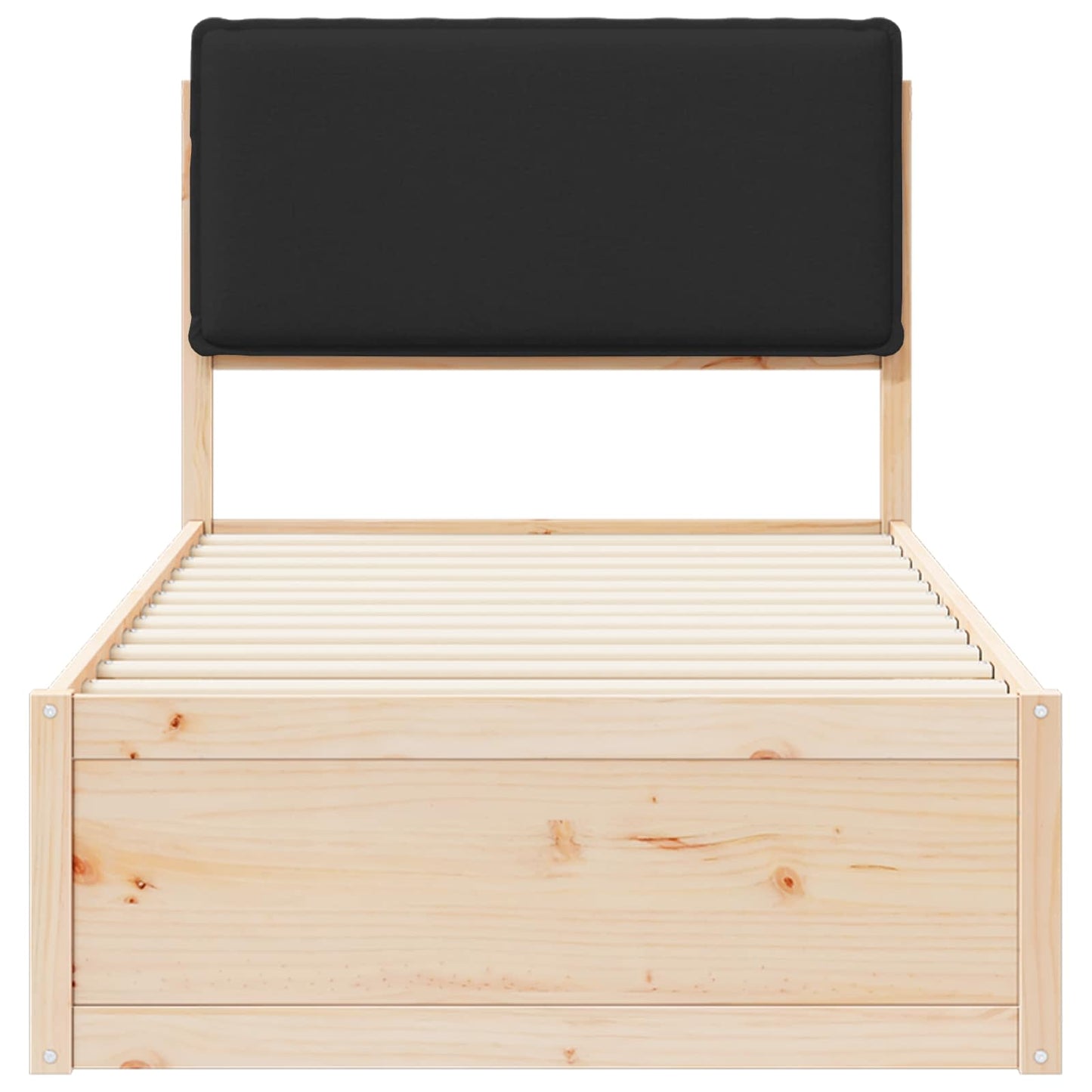 Letto con Testiera Rivestita Nero 100 x 200 cm Pino massello | homemem39