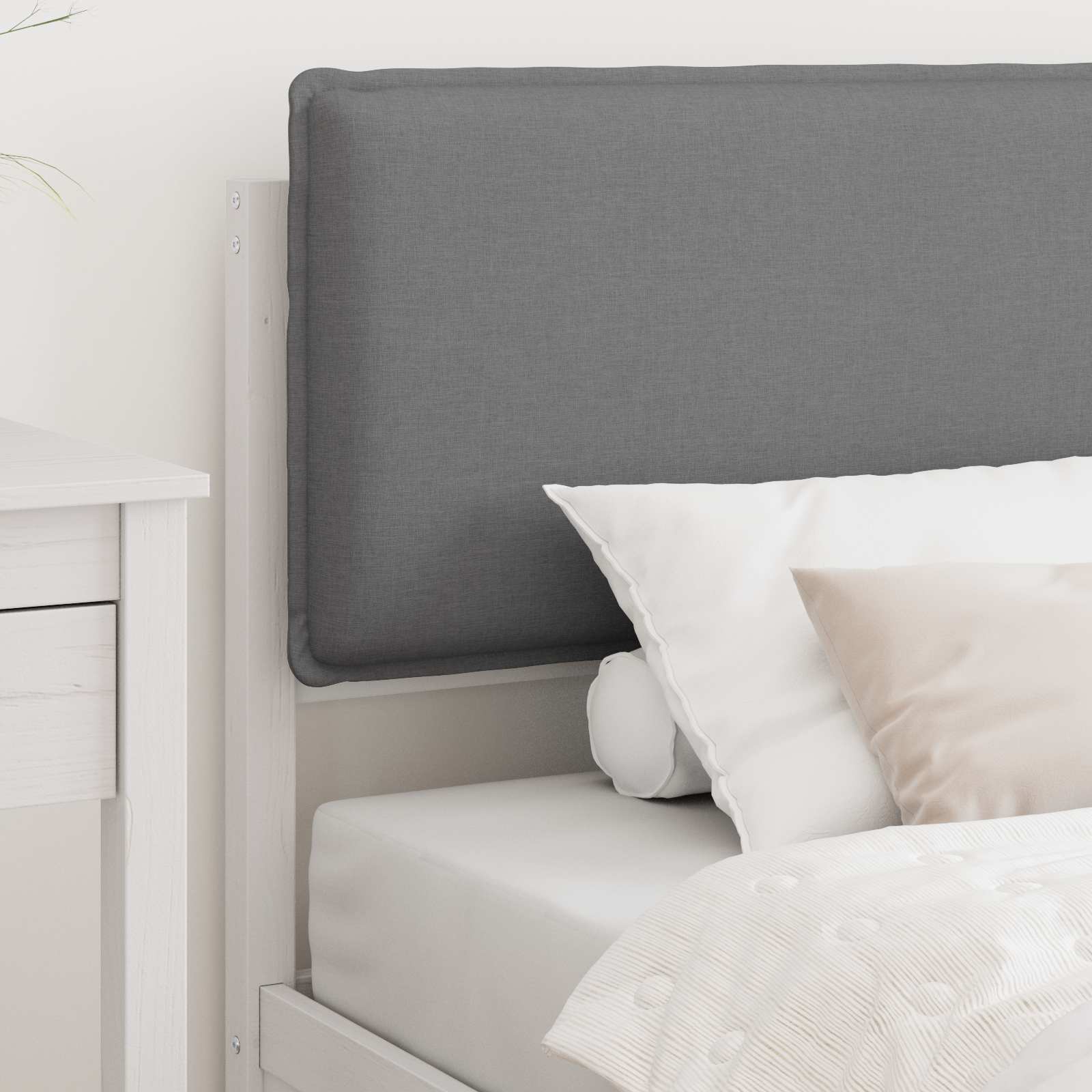 Letto con Testiera Rivestita Grigio chiaro 90 x 200 cm | homemem39