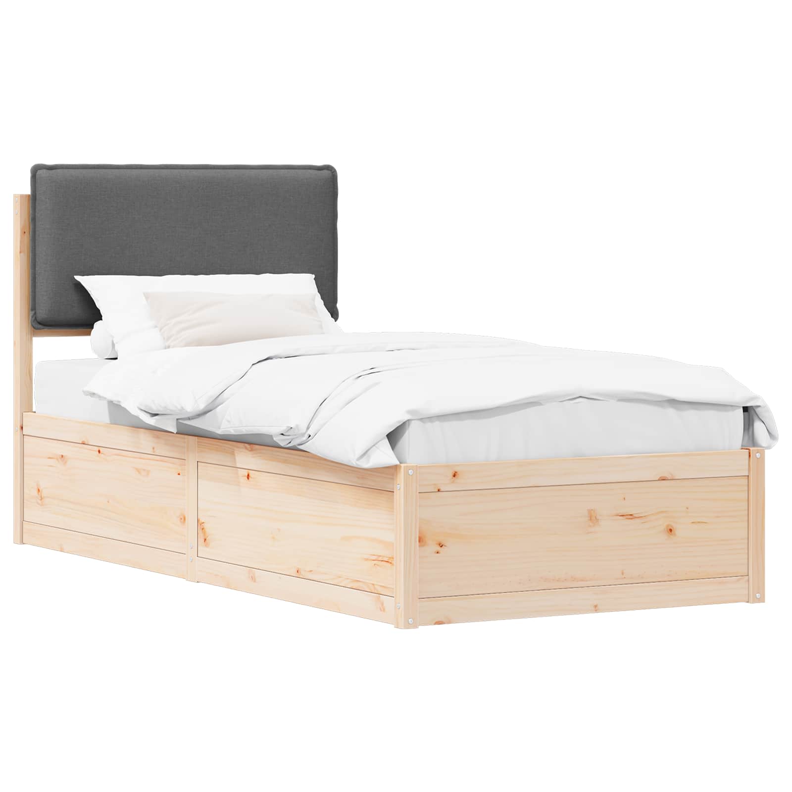Letto con Testiera Rivestita Grigio scuro 80 x 200 cm | homemem39