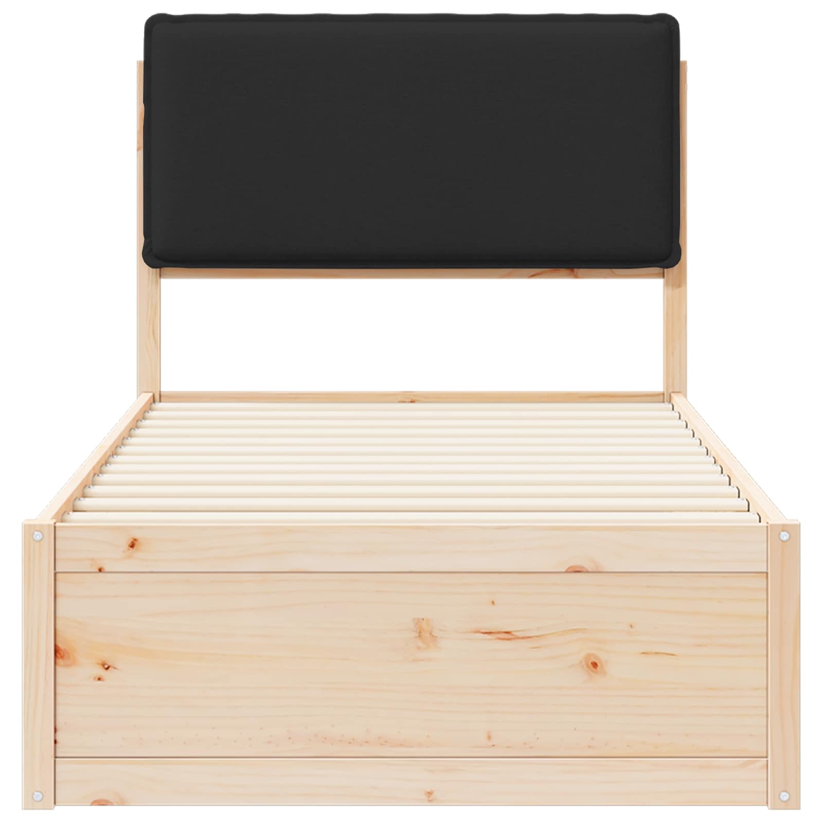 Letto con Testiera Rivestita Nero 80 x 200 cm Pino massello | homemem39