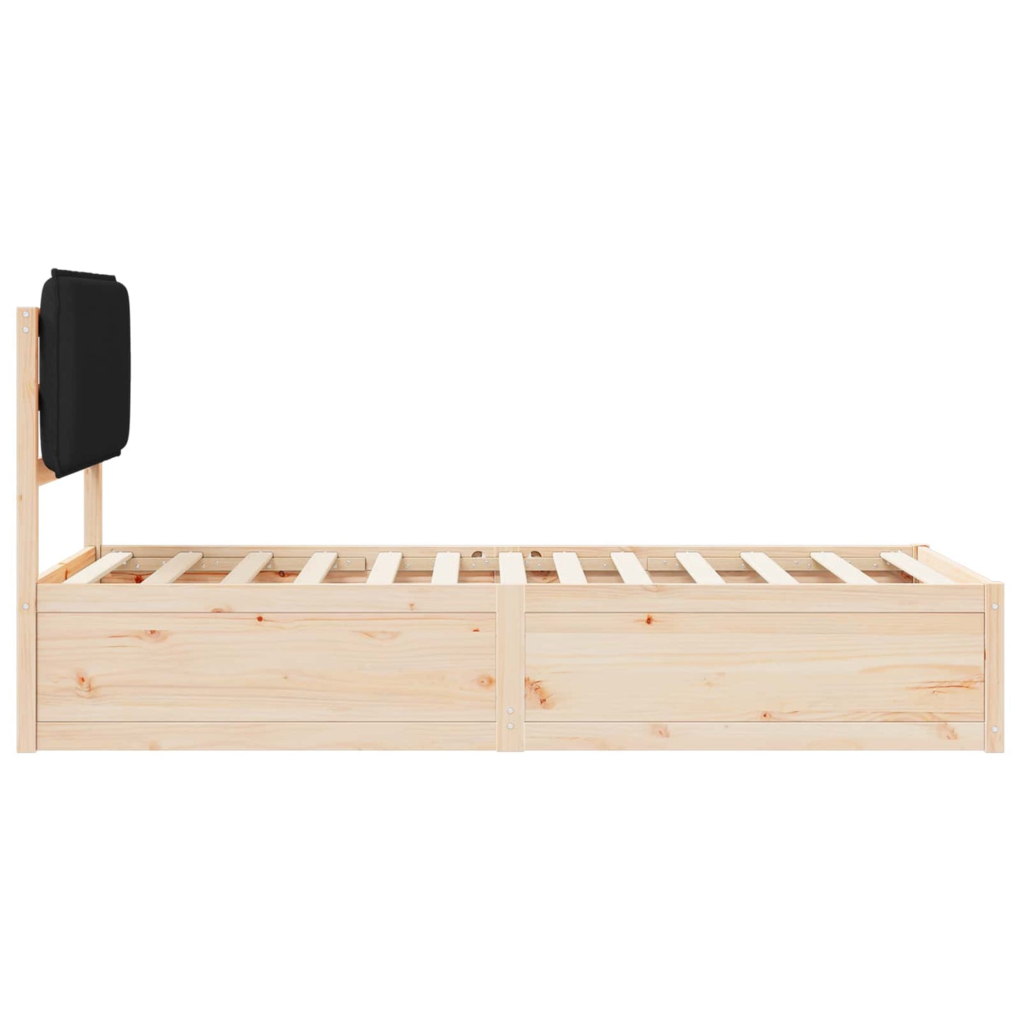 Letto con Testiera Rivestita Nero 80 x 200 cm Pino massello | homemem39