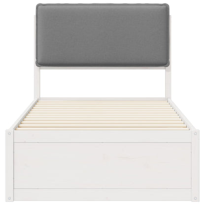 Letto con Testiera Rivestita Grigio chiaro 80 x 200 cm | homemem39