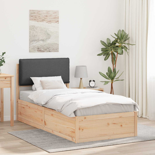 Letto con Testiera Rivestita Grigio scuro 90 x 190 cm | homemem39