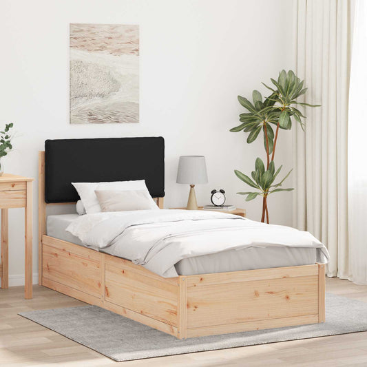 Letto con Testiera Rivestita Nero 90 x 190 cm Pino massello | homemem39
