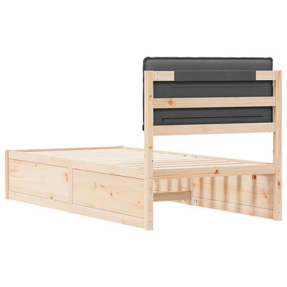 Letto con Testiera Rivestita Grigio scuro 75 x 190 cm | homemem39