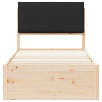 Letto con Testiera Rivestita Nero 75 x 190 cm Pino massello | homemem39