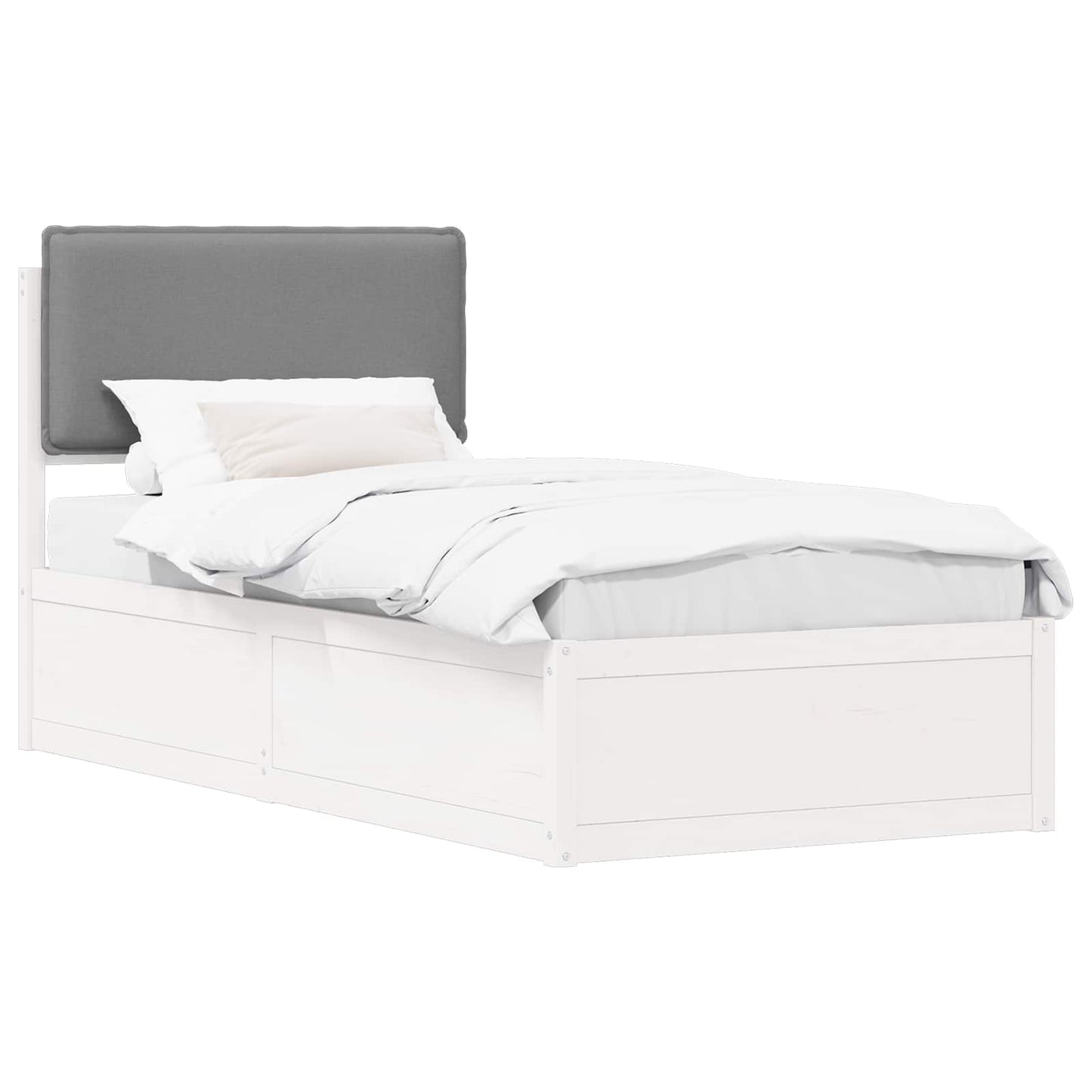 Letto con Testiera Rivestita Grigio chiaro 75 x 190 cm | homemem39
