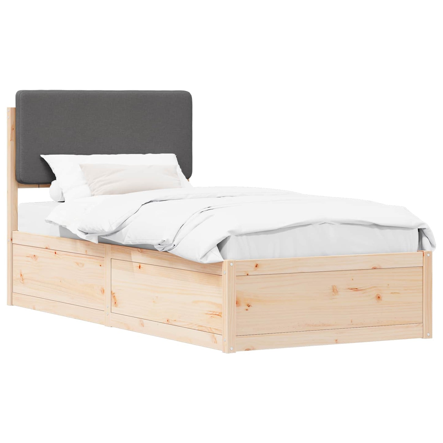 Letto con Testiera Rivestita Grigio scuro 100 x 200 cm | homemem39