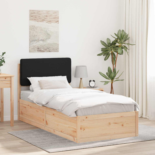 Letto con Testiera Rivestita Nero 100 x 200 cm Pino massello | homemem39