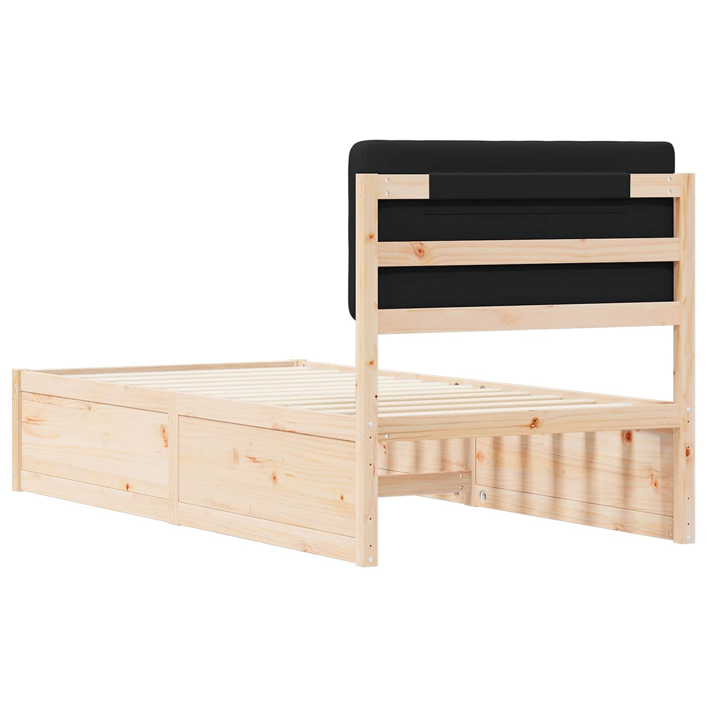 Letto con Testiera Rivestita Nero 100 x 200 cm Pino massello | homemem39