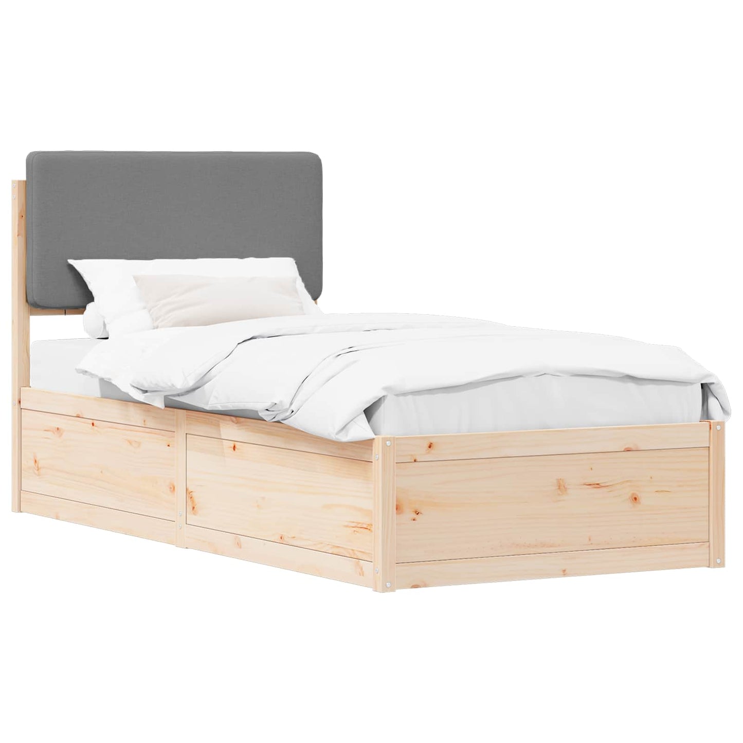 Letto con Testiera Rivestita Grigio chiaro 90 x 200 cm | homemem39