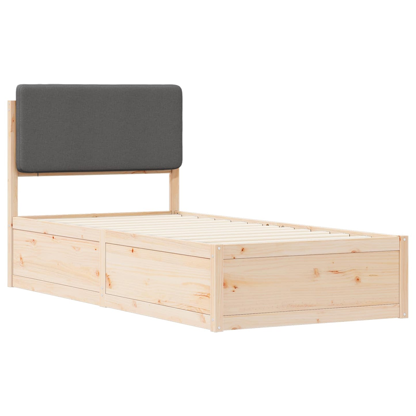 Letto con Testiera Rivestita Grigio scuro 90 x 200 cm | homemem39