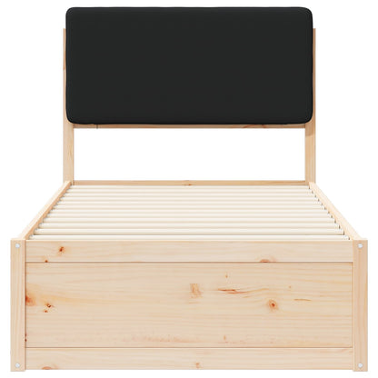 Letto con Testiera Rivestita Nero 90 x 200 cm Pino massello | homemem39