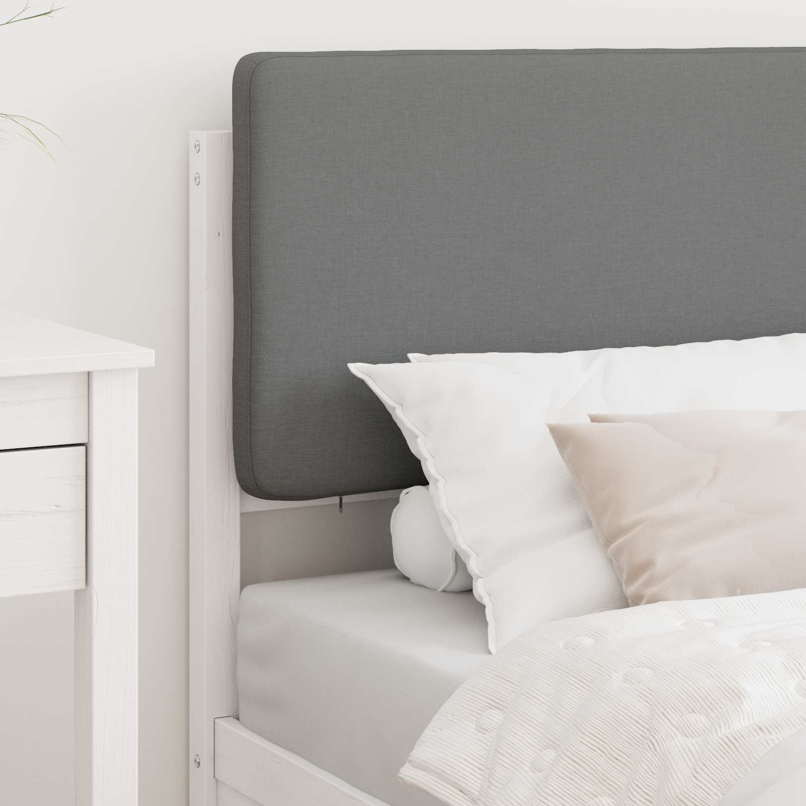 Letto con Testiera Rivestita Grigio chiaro 90 x 200 cm | homemem39