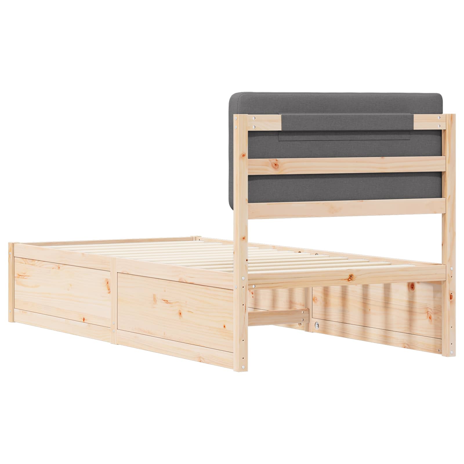 Letto con Testiera Rivestita Grigio scuro 80 x 200 cm | homemem39