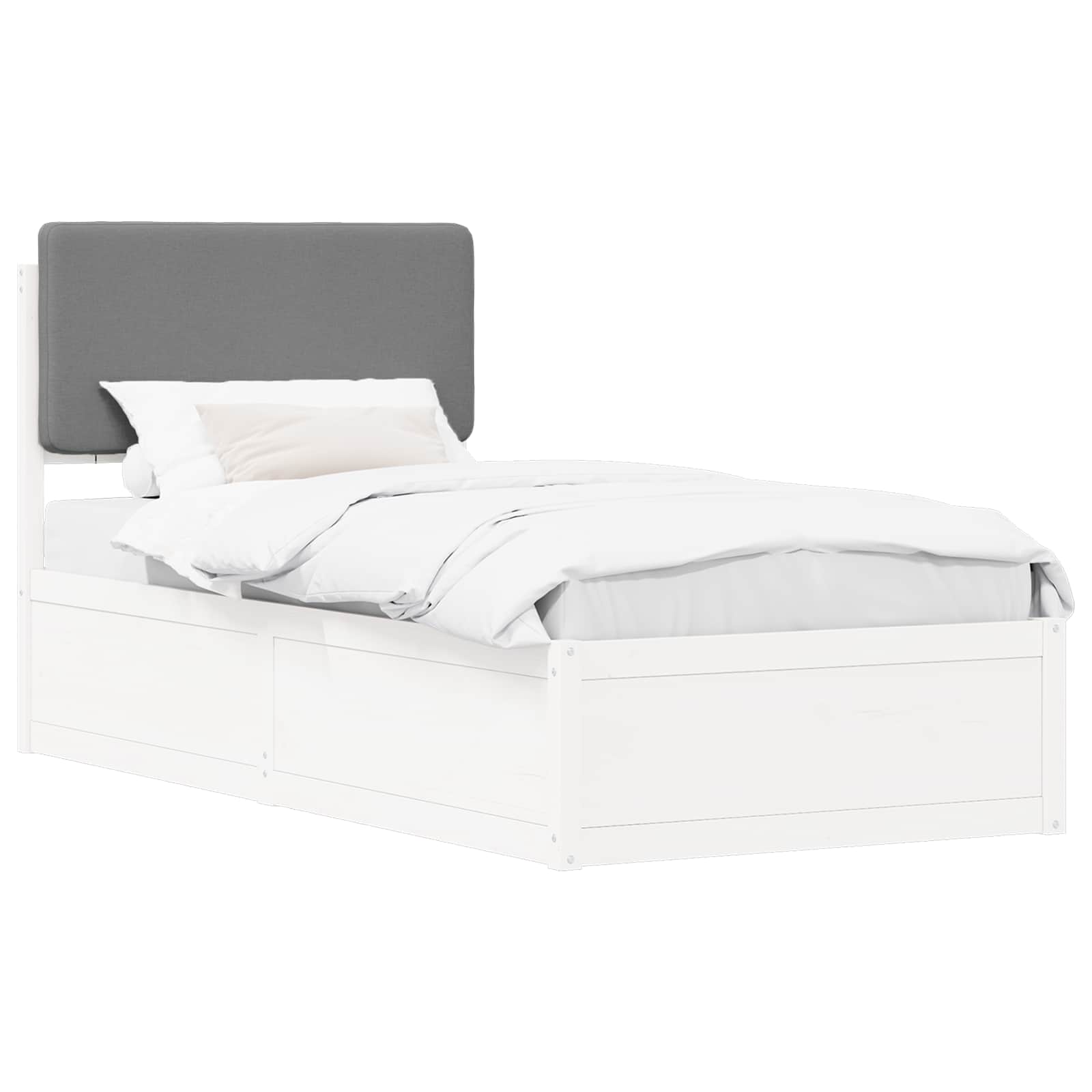 Letto con Testiera Rivestita Grigio chiaro 80 x 200 cm | homemem39