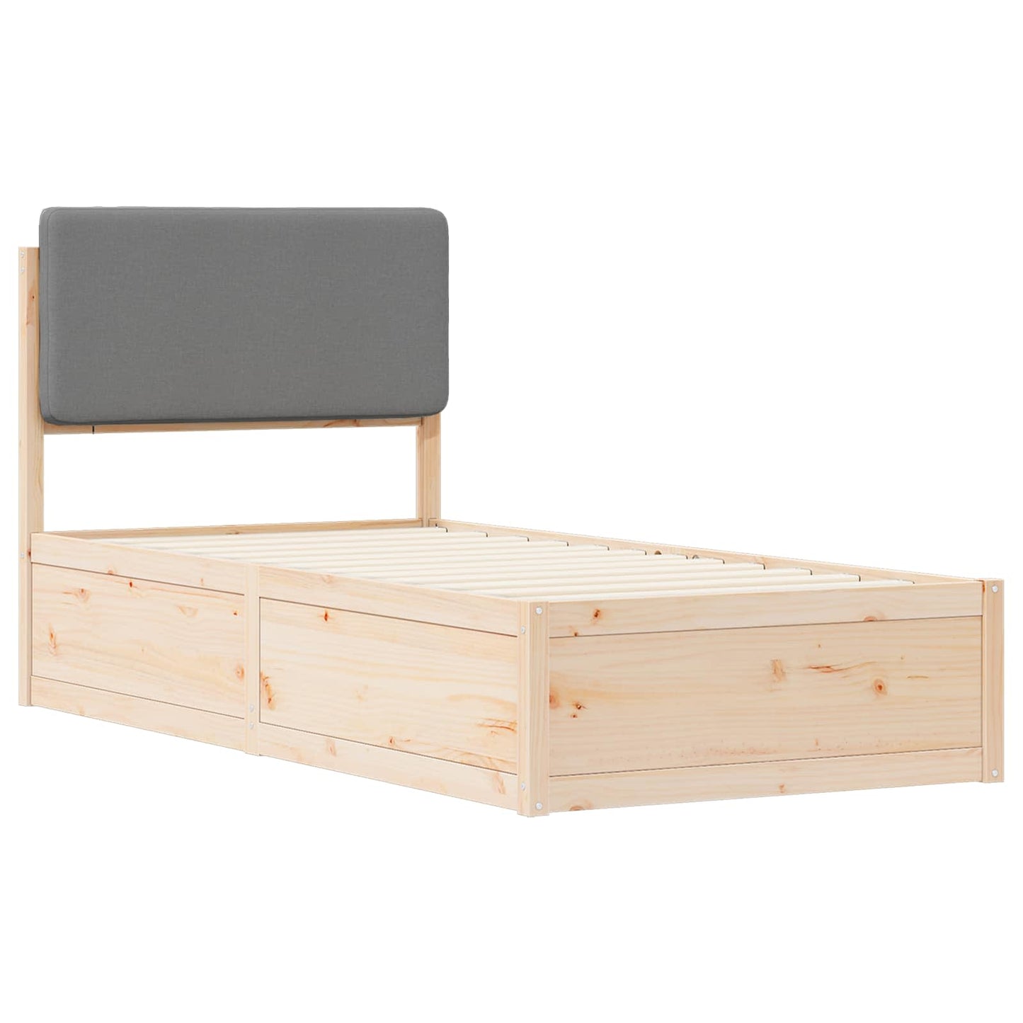 Letto con Testiera Rivestita Grigio chiaro 90 x 190 cm | homemem39